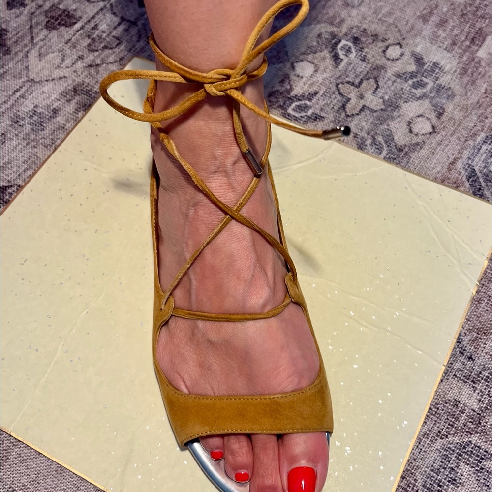 Jimmy Choo Vernie Brown Suede Lace-Up Sandals